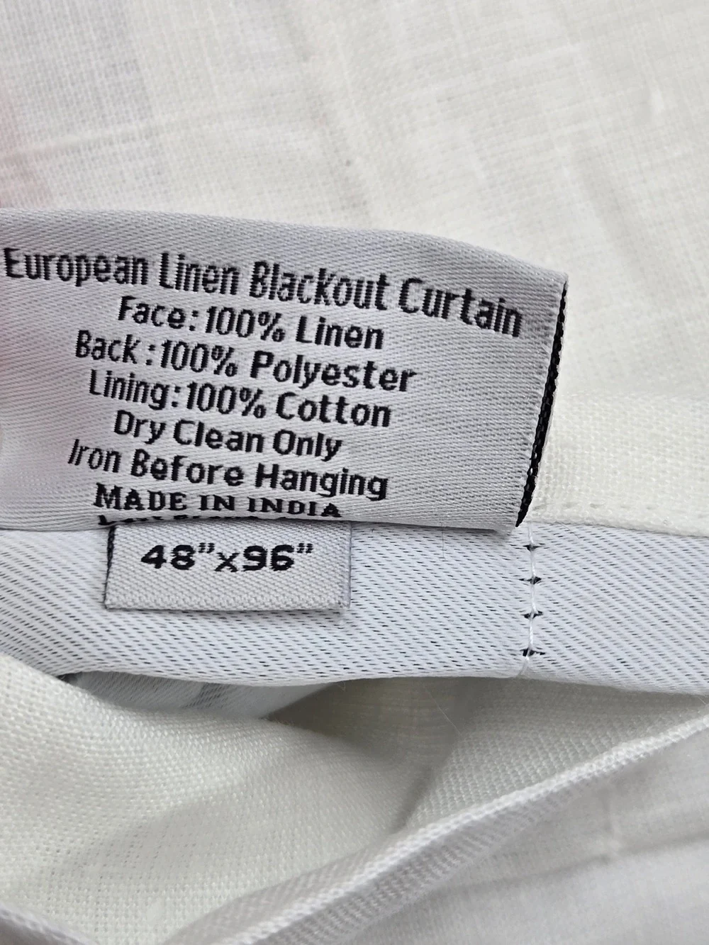 NWT QUINCE Set Of 2 48x96 European Linen True Blackout Curtains White 9509